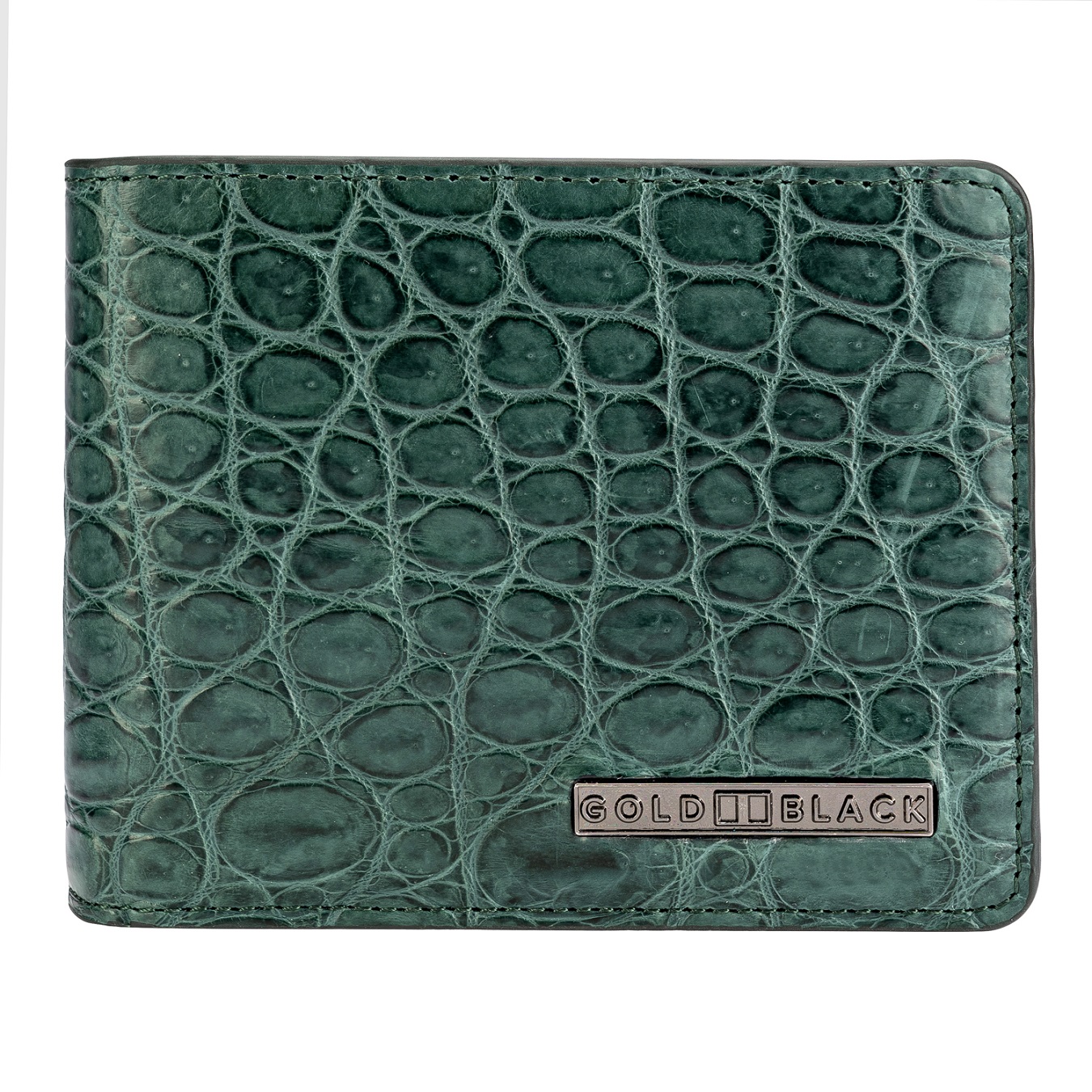 محفظة مطوية (جلد تمساح طبيعي) - اخضر